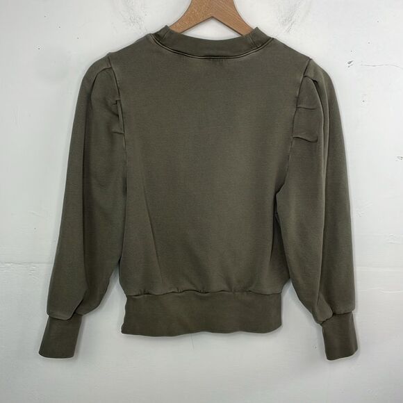 Frame Womens Long Sleeve Crew Neck Sweatshirt Green Cotton Size Small Petite - Picture 5 of 12